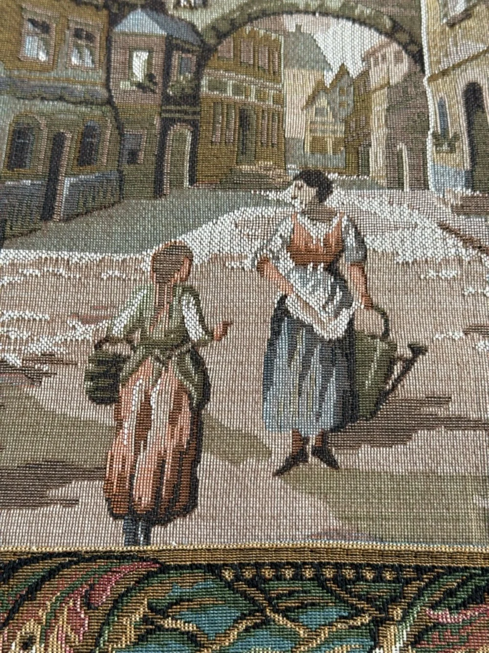 Vintage European street scene Tapestry Medieval Pictorial Tapestry Wall Hanging